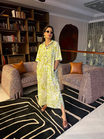 Honeydew Kaftan - Carnation print