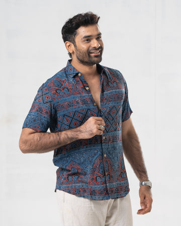 Indigo Modal Ajrak Shirt