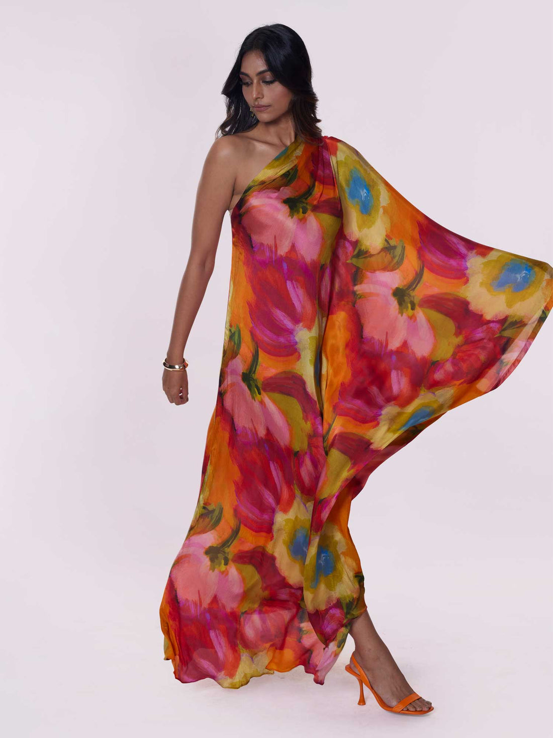 Cerise Printed Kaftan Dress