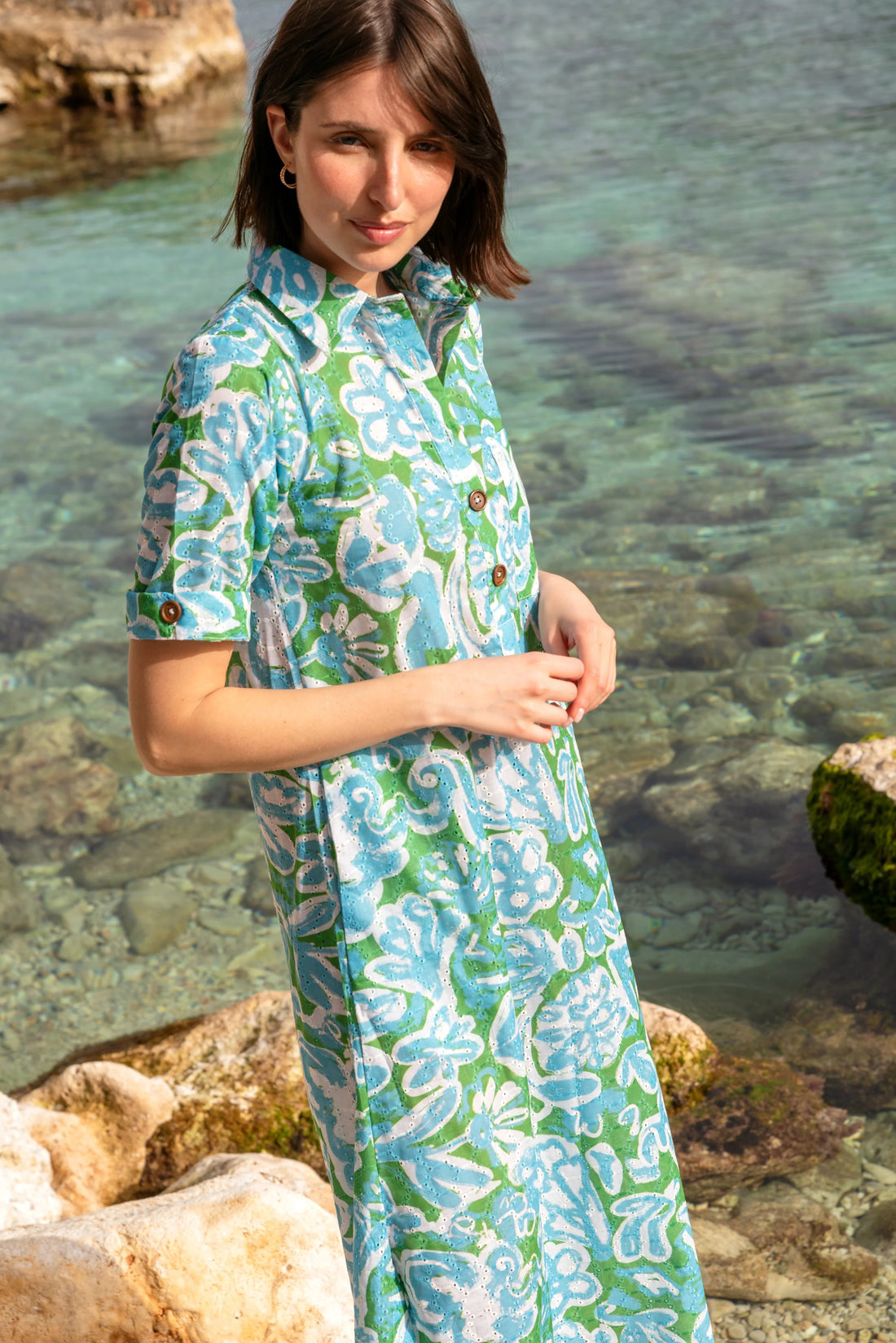 Honeydew Kaftan Dress - Azure Print