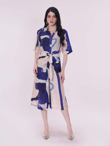 Sapphire Printed Shirt Dress