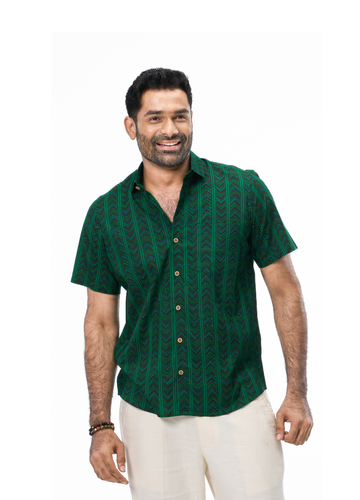 Green Kalamkari Border Print Shirt
