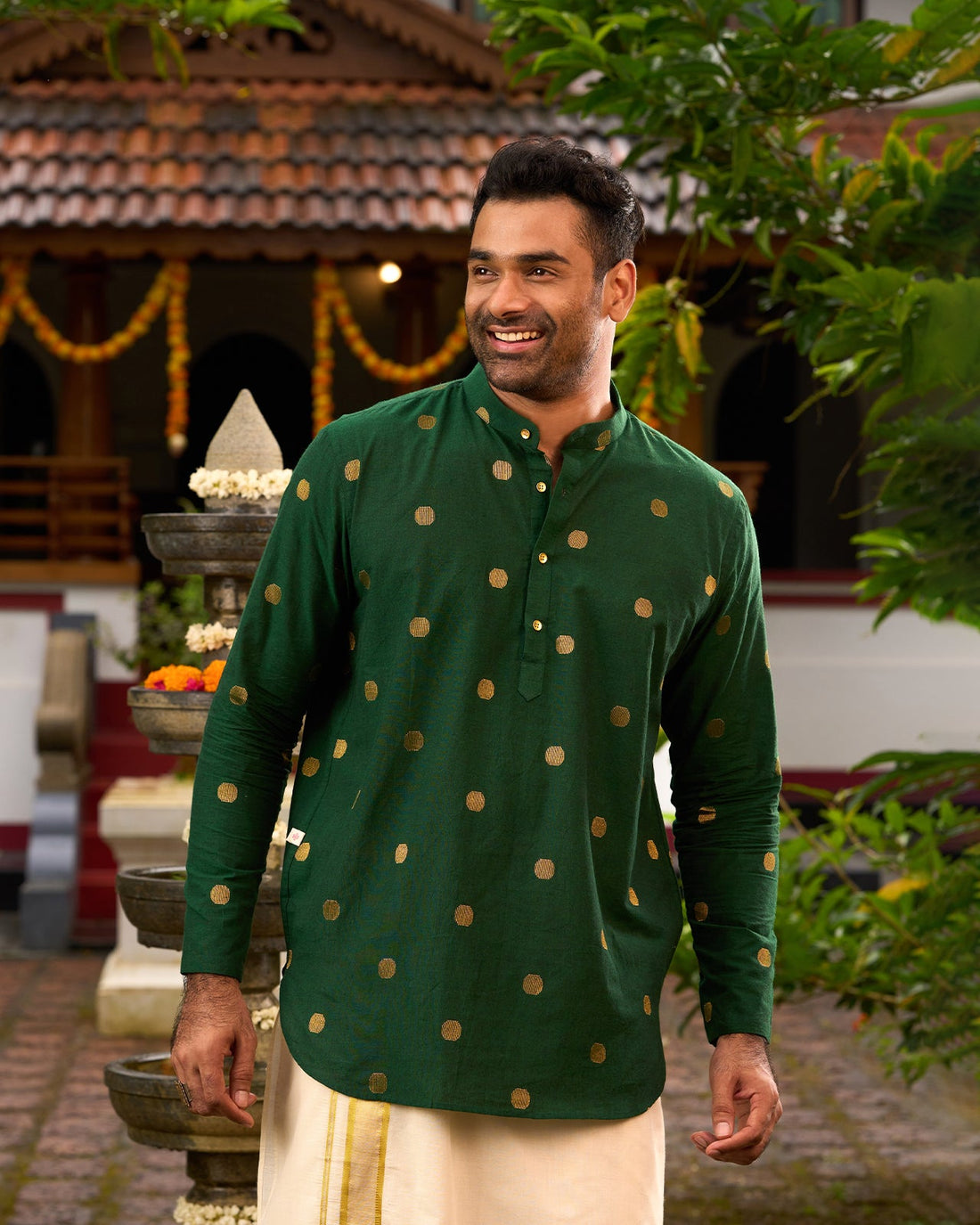 Bottle Green Men's Kurta - Short