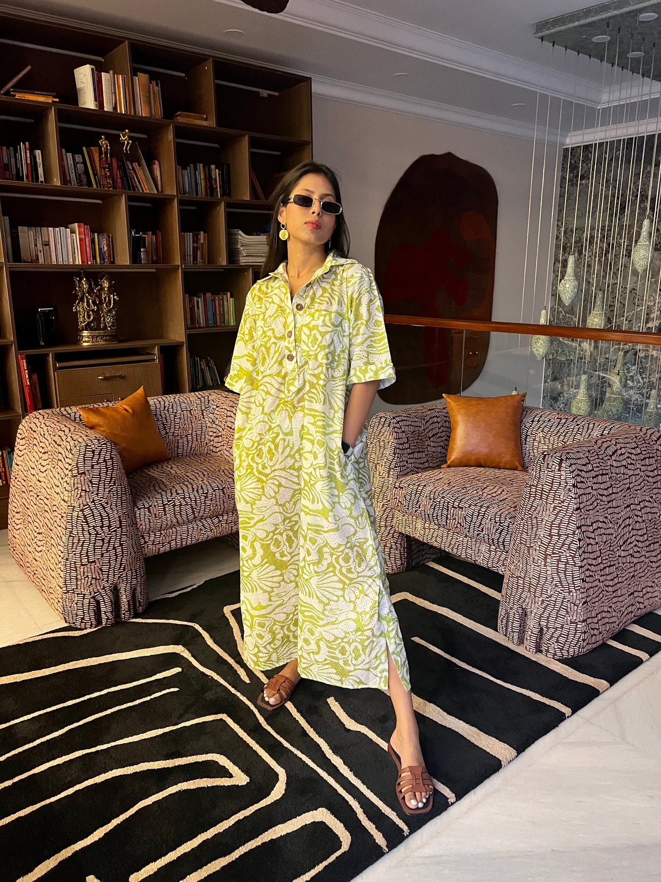 Honeydew Kaftan - Carnation print