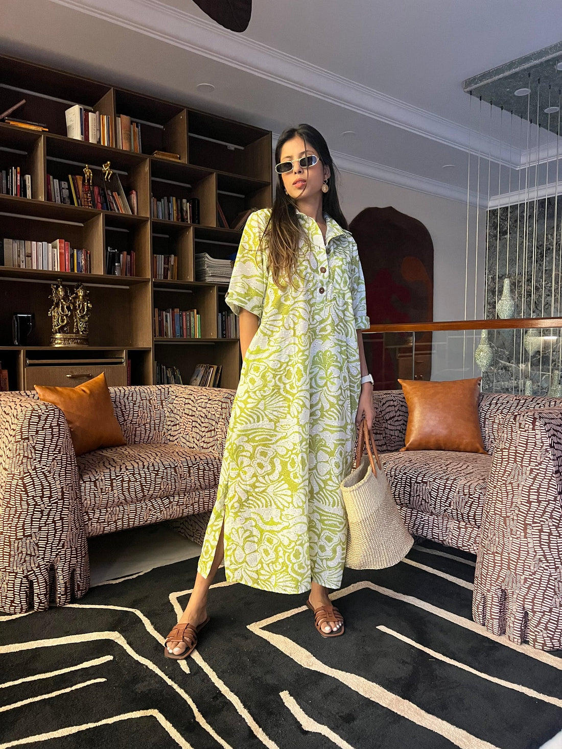 Honeydew Kaftan - Carnation print