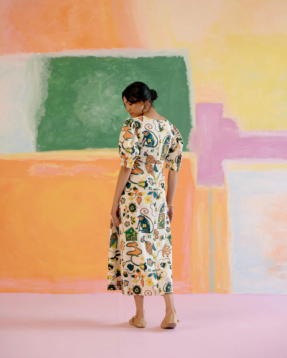 Paloma Midi Dress - Kakapo Print
