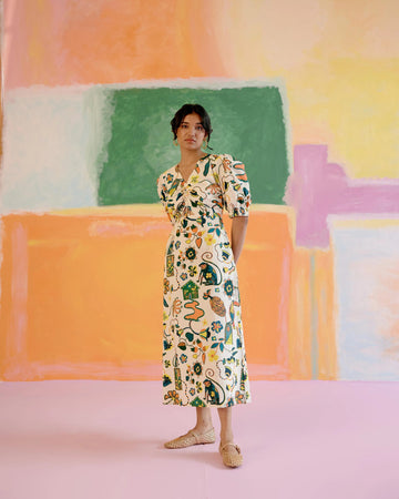 Paloma Midi Dress - Kakapo Print